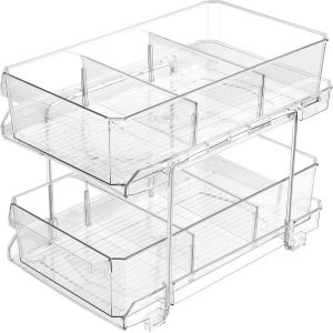 Eryi-Organisateur Salle De Bain À 2 Niveaux Avec Tiroirs Coulissants - Étagère Polyvalente Sous Évier, Placard Cuisine, Pharmacie, Garde-Manger Ou Comptoir - Paniers Coulissants & Séparateurs - Neuf