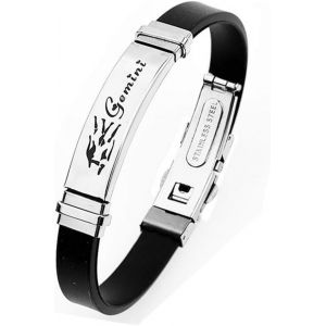 Kal-Homme Le Signe Bracelet Acier Inoxydable Argenté Noir Silicone Bracelet De Sport 12 Constellations Signes De Zodiaque Gourmette Manchette Wrap Bracelet Femme - Neuf