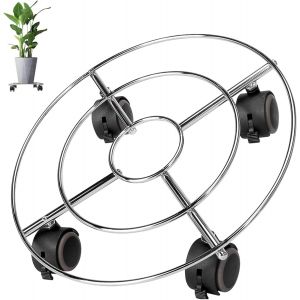 Panier Rond De 30 Cm Avec Roues,Support De Pot De Fleurs En Acier Robuste De 30,5 Cm Pour Extérieur Et Intérieur,Grand Pot De Jardin,Base De Déménagement Avec Roulettes-Roulettes - Neuf