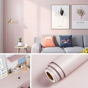 Cauc-40cmx5m Papier Peint Adhesif Mural Chambre Fille Salon Papier Adhesif Pour Meuble Chambre Enfant Papiers Vinyl Adh&eacute;sif Rose Mat Revetement Adh&eacute;sif Meuble Pour Tiroir Penderie &Eacute;tag&egrave;res - Neuf