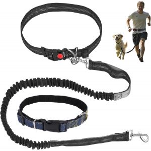 Kalanka-Laisse Canicross Chien: Harnais Ceinture Pour Chien Sans Les Mains,Ceinture R&eacute;glable Et Laisse &Eacute;lastique R&eacute;tractable,Livr&eacute; Avec Un Collier Grand,Pour Moyens/Grands - Neuf