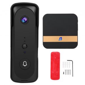 Sonnette sans fil Wi-Fi, vision nocturne, audio bidirectionnel, moniteur mobile, stockage cloud, pour la securite domestique TUYA (100-240 V) (prise britannique noire) - Neuf