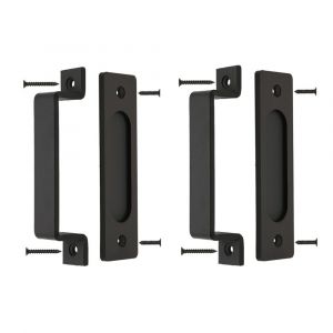 Poignée de porte de grange 2 pièces - 178 mm | Poignée de porte en acier noir massif | Vis incluse (noire) - Neuf