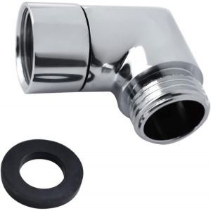 KAL-Adaptateur De Pommeau De Douche À 90 ° - Raccord Coudé Pour Pommeau De Douche - Adaptateur Pour Tuyau De Douche - Avec Joint En Caoutchouc - Argenté - Neuf