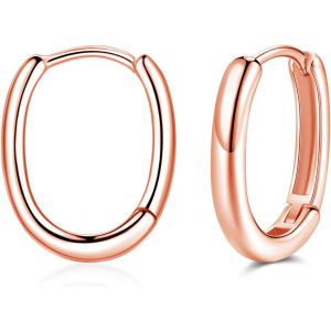 Kal-Petites Créoles En Argent Sterling 925 - Ovales - Hypoallergéniques - En Forme De U - Pour Cartilage Et Sommeil - Pour Femme Et Fille - Neuf