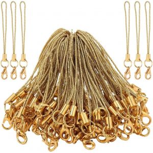 KAL-100Pcs De Porte-Clés De Téléphone En Or Avec Anneau Fendu Sangles Poignet En Polyester Breloques Pour Téléphone Portable Cordon Pour Accrocher Un Portable Lariat Clé Usb - Neuf