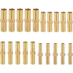 20 Pièces Raccord Pneumatique Raccord Durite Essence Laiton Tuyau Barbelé Raccords pour Conduite d'Air Conduite d'Eau Conduite de Carburant Conduite d'Huile (6 mm/8 mm/10 mm/12 mm) - Neuf