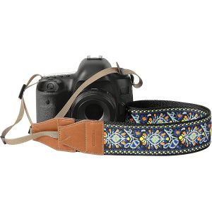 Sangle pour Appareils Photo,Bandouli&egrave;re Universelle R&eacute;glable Vintage Tiss&eacute;e,Courroie avec Fleurs Brod&eacute;es pour Cam&eacute;scope Jumelles Appareil Photo Num&eacute;rique Nikon/Canon/Sony/Minolta,Bleu Vintage - Neuf