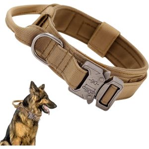 Jgd-Collier De Chien Tactique, Collier R&eacute;glable Militaire En Nylon Avec Poign&eacute;e De Commande, Laisse De Chien Bungee Tactique Avec Boucle En M&eacute;tal Pour Chiens De Taille Moyenne Chasse - Neuf