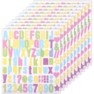 10 Feuilles D'autocollants De Chiffres De L'alphabet, Autocollants D'initiales En Vinyle Lettres Et Chiffres Lettres Majuscules Et Minuscules Pour Arts Scrapbooking Porte Décoration (Coloré A) - Neuf
