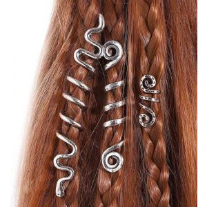 Kal-3pcs Vintage Spirale Loc Serpents De Cheveux En Métal Pinces À Cheveux Poignets Serpent Celtique Irlandais Accessoires De Cheveux Bijoux Festival De Musique (Argent) - Neuf