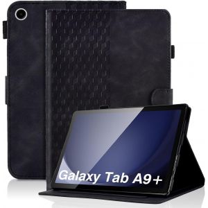 Coque Pour Samsung Galaxy Tab A9 Plus 11'' 2023 Sm-X210/X215/X216 Premium Cuir Pu Housse Motif De Diamant Etui Pochette Tablette Coque Avec Support, Noir - Neuf