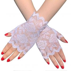 Double Femme Soleil Prot&eacute;g&eacute;s Au Volant Demi Doigt Gants De Dentelle Mitaines Pour Femmes Partie De Costume - Neuf