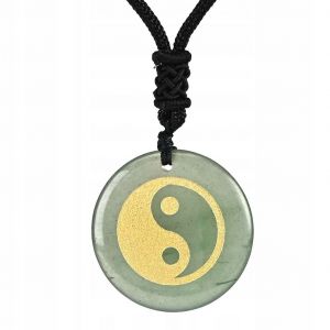 Collier Pendentif Yin Et Yang Tai Chi Vert - Neuf