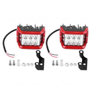 Feu De Travail Lateral A Led Jaune Noir Mat 60 W Pour Camion Tout-Terrain, Vtt, Suv (Rouge) - Neuf