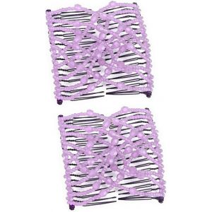 Kal-2pz Peigne Cheveux Extensible Magique, Élastiques À Perles Pinces À Cheveux Extensibles, Peignes De Cheveux Perles Pinces, Pince À Cheveux Extensible Magique, Peignes De Cheveux Perles, Violet - Neuf