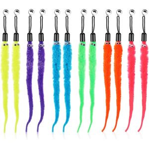 Jouets Pour Chats Jouets De Vers De Rechange Avec Clochette,Recharge De Rechange,Ver À Queue En Fourrure Jouets Interactifs De Chasse Aux Chats Bâton De Chatons Recharge (12 Pièces) - Neuf
