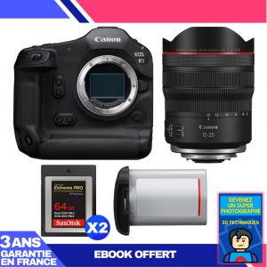 Boitier Canon EOS R1 + RF 24-105mm f/2.8 L IS USM Z + 2 SanDisk 64GB Extreme PRO CFexpress Type B + Canon LP-E19 + Ebook 'Devenez Un Super Photographe - Neuf
