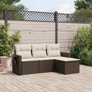 Prolenta Premium - Salon De Jardin 4 Pcs Avec Coussins Marron R&eacute;sine Tress&eacute;e - Neuf
