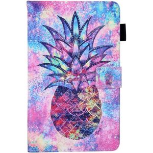 Coque A Rabat Clapet Portefeuille Femme Étui En Cuir Pu Pour Tablette Samsung Tab A 8.0 2019 T290/T295 Paillette Ananas Coloré Folio 360 Integrale Antichoc Résistant Housse De Protection - Neuf