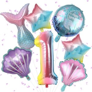 AYUHR-2ème anniversaire fille, décoration d'anniversaire sirène 2 ans, ballon en aluminium, décoration sirène, 2 ans, décoration d'anniversaire 2 ans, ballon sirène, fête à thème - Neuf