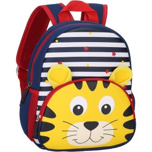 Sac à Dos Enfant Bagages Enfant Mignon Cartable Scolaire Maternelle Sac Bébé (Tigre - Bleu) - Neuf