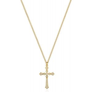 Kal-Chaîne Pour Femme En Or Avec Pendentif En Forme De Croix - Hypoallergénique - Plaqué Or 18 Carats - Bijou Fantaisie Pour Femmes Et Filles - Neuf