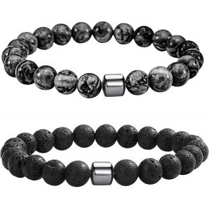 Eryi-Bracelets Perle Pour Homme, Réglables Bracelet Pierre Naturelle Homme, Bracelet Oeil De Tigre Pour Hommes, 8mm Pierres Bracelets Cadeau Bijoux Hommes - Neuf