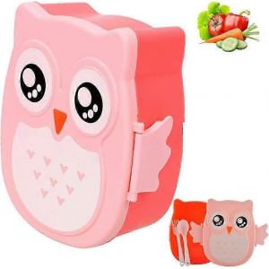 2024 Nouvelle Bo&icirc;te &Agrave; Lunch Bo&icirc;te &Agrave; Bento Bo&icirc;te &Agrave; D&eacute;jeuner Hibou De Dessin Anim&eacute; Avec Cuill&egrave;re Et Fourchette Adapt&eacute;e Aux Enfants Et Au Travail De Bureau - Neuf
