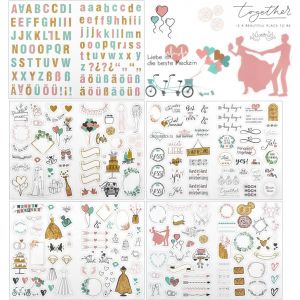 Mini Album Photo Autocollant Pour Livre D'or De Mariage (321 Autocollants) Autocollant Pour Album Photo De Mariage Amour Livre D'or Love Stickers Décoration De Mariage Avec Coeur Ensemble - Neuf