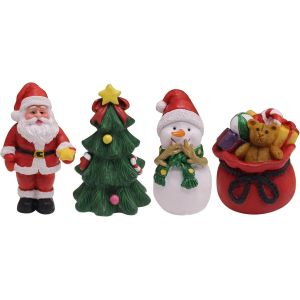 Mevronisshop-4 Pcs Miniature De No&euml;l Ornements Figurine En R&eacute;sine De Jardin, Arbres Du P&egrave;re No&euml;l Bonhomme De Neige Pour D&eacute;coration De Table Et Jardin Pour Vacances - Neuf
