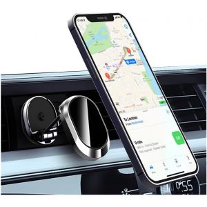 CHENG-Support T&eacute;l&eacute;phone Voiture, Support De T&eacute;l&eacute;phone Portable Magn&eacute;tique pour Voiture - Facile &agrave; Utiliser Et &agrave; Ranger, Compatible avec Tous Les Mod&egrave;les, Fixation &agrave; Ventilation Rotation 720&deg;(Argent) - Neuf