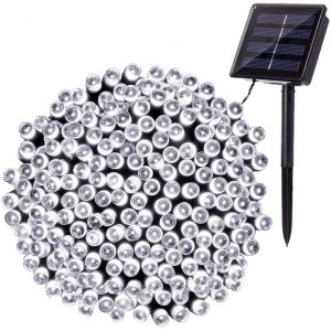 Kal-Guirlande Lumineuse Solaire, 20m 200 Led Exterieur Guirlande Lumineuse Solaire 8 Modes Etanche Sapin De Noël Intérieur Lumière Pour Jardin Terrasse Fête Mariage Cour Décoration, Blanc Froid - Neuf