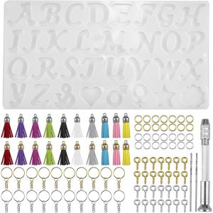 164 Piècesporte Clés Moule Lettre Resine Diy Artisanat Moulage Ensembl Ensemble Pour Bricolage Bijoux Pendentif Porte Clé Boucles D'oreilles - Neuf