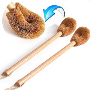 KAL-Lot De 2 Brosses De Toilette En Fibre De Coco Naturelle, Poignée En Bois, Brosse De Nettoyage Pour Toilettes - Neuf
