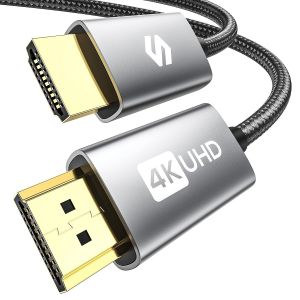Câble HDMI 1m 4K, Câble HDMI 2.0 Supporte 4K@60Hz, HDR, Arc, 3D, 2K, 1080P, Ethernet, Câble HDMI 1m Compatible avec TV 4K Ultra HD, Blu-Ray, PS4/5, Xbox One/360, Projecteur, Barre de Son - Neuf