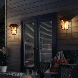 Asfasfq-Lot De 2 Solaires Lampe Exterieur Detecteur De Mouvement, Applique Exterieur Murale, Éclairage Extérieur Terrasse Vintage À Suspendre Pour L'extérieur, Pour Porche, Cour - Neuf