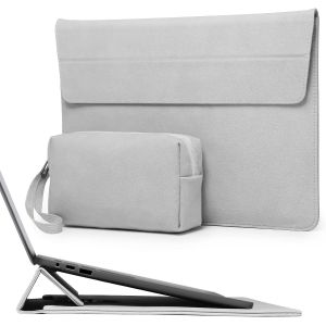 WQS-15-16 Pouces Housse pour Ordinateur Portable avec Stand Réglable pour MacBook Pro 16 M4/M3/M2/M1 2025-2019, XPS 15, MacBook Pro 15 2015-2012, avec Pochette, Gris Clair - Neuf