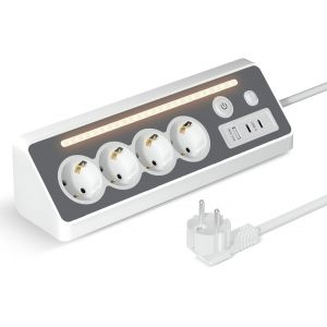 TYE-Multiprise avec USB, 4 prises, avec interrupteur, adaptateur de prise, protection contre les surtensions avec LED, double prise - Neuf