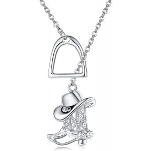 Bottes De Cowboy Y - Cha&icirc;ne En Y - Argent Sterling 925 - Pendentif - Bottes De Cowgirl - Cadeau Pour Femme Et Fille,Argent Sterling,Pas De Gemme - Neuf