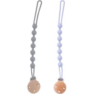 Lot De 2 Attaches-T&eacute;tines En Silicone Sans Bpa-Clip De S&eacute;curit&eacute; Pour B&eacute;b&eacute;,Gar&ccedil;on Et Fille-Facile &Agrave; Nettoyer-Attache Sucette Durable Et Pratique.[H120] - Neuf