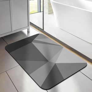 KAL-Tapis De Salle De Bain Antidérapant,Tapis De Bain Antidérapant 40 X 60 Cm,Super Absorbant,Sèche Rapide, Ultra Mince,Facile À Nettoyer,Pour Portes De Salle De Bains,Alon,Gris - Neuf