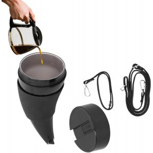 Tasse &Agrave; Caf&eacute; Isol&eacute;e En Acier Inoxydable,Tasse En Corne De B?Uf,Bouteille D'eau Avec Corde, Tasses &Agrave; Caf&eacute; En Forme De Corne De Ch&egrave;vre Avec Couvercle Et Bandouli&egrave;re R&eacute;glable Pour Le Voyage,230ml(Noir) - Neuf