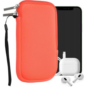 KAL-Housse Universelle Smartphone - Pochette De Protection 16,5 X 8,9 Cm Pour Téléphone Portable L - 6,5"" En Néoprène Corail Fluo - Neuf