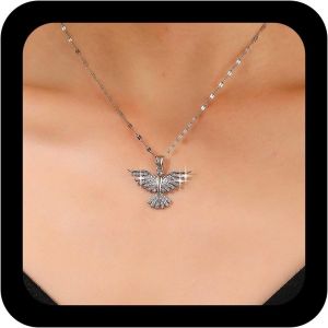 Kal-Collier Pendentif Phénix Cristal Vintage Collier Ras Oiseau Cristal Aile D'oiseau Doré Ras Cz Étincelant Bijoux Pour Femmes - Neuf