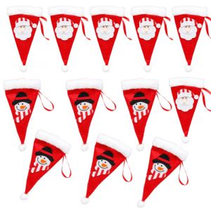 12 Pièces De Décoration Recouvertes De Noël, Sac Recouvert Du Chapeau Du Père Noël, - Neuf