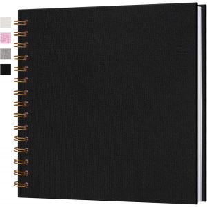 Album Photo de Scrapbooking DIY 20,5x20,5 cm,Couverture en Lin Rigide Pages Blanches,20 Feuilles/40 Pages Livre de Souvenirs,Cadeaux pour B&eacute;b&eacute; Enfant Mariage Voyage Dipl&ocirc;me Anniversaire,Noir - Neuf