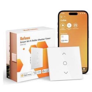Interrupteur de volet roulant Refoss Wifi avec Apple HomeKit, minuterie pour volet roulant, interrupteur de rideau &agrave; r&eacute;glage en pourcentage avec r&eacute;tro&eacute;clairage, compatible avec Siri, Alexa et Google. - Neuf