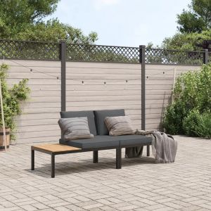 Prolenta Premium - Salon De Jardin 2 Pcs Avec Coussins Noir Aluminium - Neuf