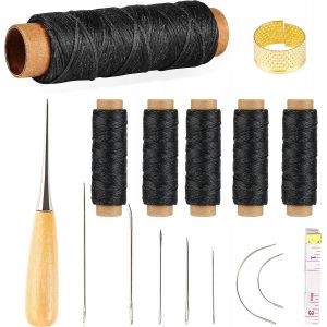 Chenquansarl-Fil &Agrave; Coudre Cir&eacute; 150d - 180 M - Kit De Couture Cir&eacute; Pour Artisanat Du Cuir, Tapis, Canap&eacute;, Si&egrave;ge De Voile, Chaussures, Couture Et R&eacute;paration (Noir) - Neuf